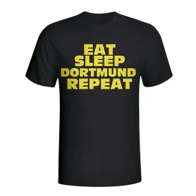 Comer dormir Borussia Dortmund repetir camiseta (negro)