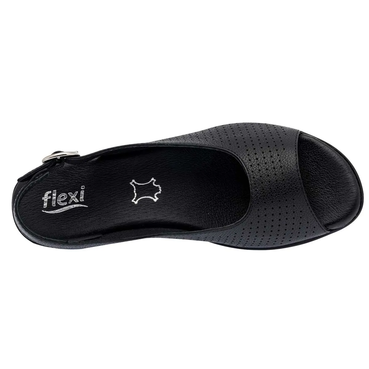 Confort y diabético Exterior Piel Color Negro Para Mujer De Flexi