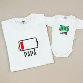 Conjunto camiseta papá y body Batería Baja