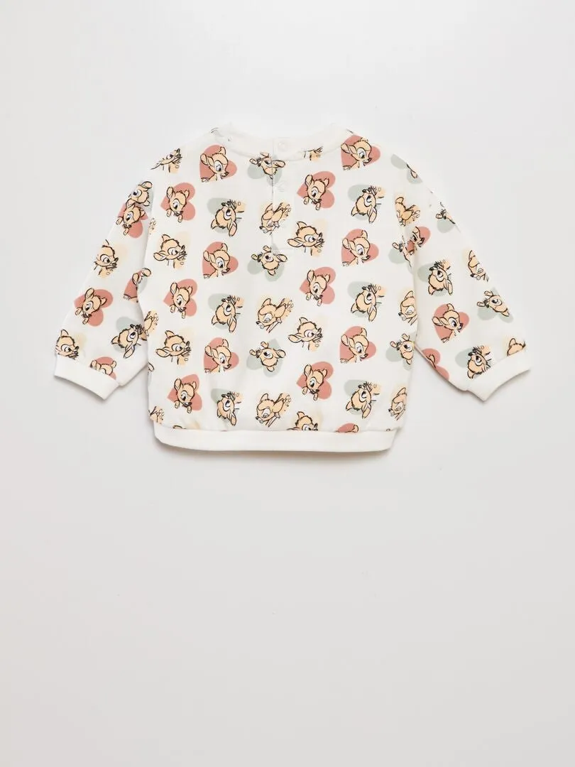 Conjunto de sudadera + legging estampado 'Bambi' - BLANCO