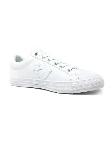 converse cordon piel blanca