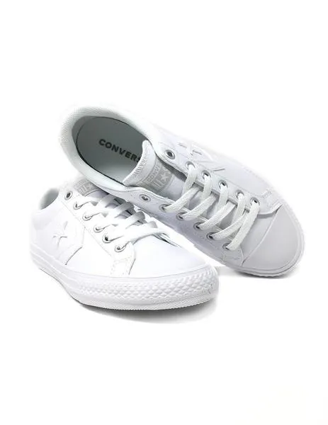 converse cordon piel blanca