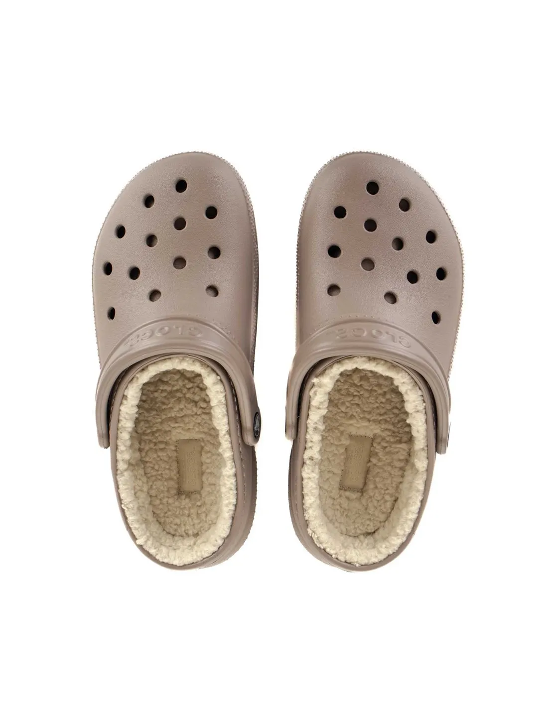 CROCS - Zuecos marrón claro con forro cálido Classic Lined Clog 203591 2YB Mujer