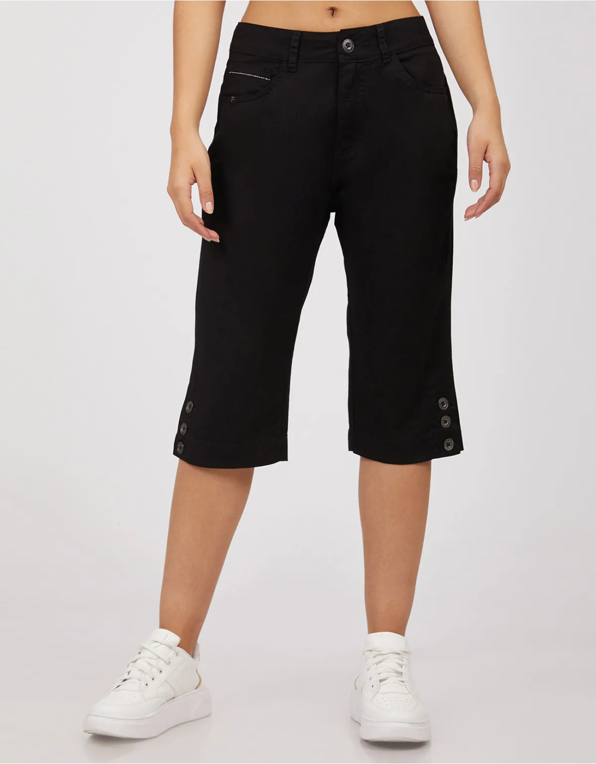 Cropped drill regular fit negro tiro alto mm