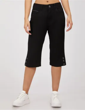 Cropped drill regular fit negro tiro alto mm