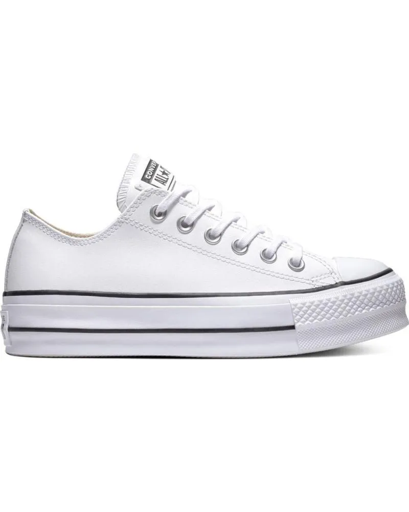 Deportivas CONVERSE  de Mujer y Niña y Niño 561680C CHUCK TAYLOR ALL STAR PLATFORM LEATHER LOW  WHITE-BLACK-WHITE