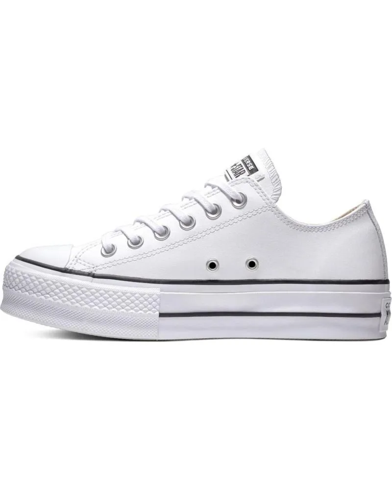 Deportivas CONVERSE  de Mujer y Niña y Niño 561680C CHUCK TAYLOR ALL STAR PLATFORM LEATHER LOW  WHITE-BLACK-WHITE