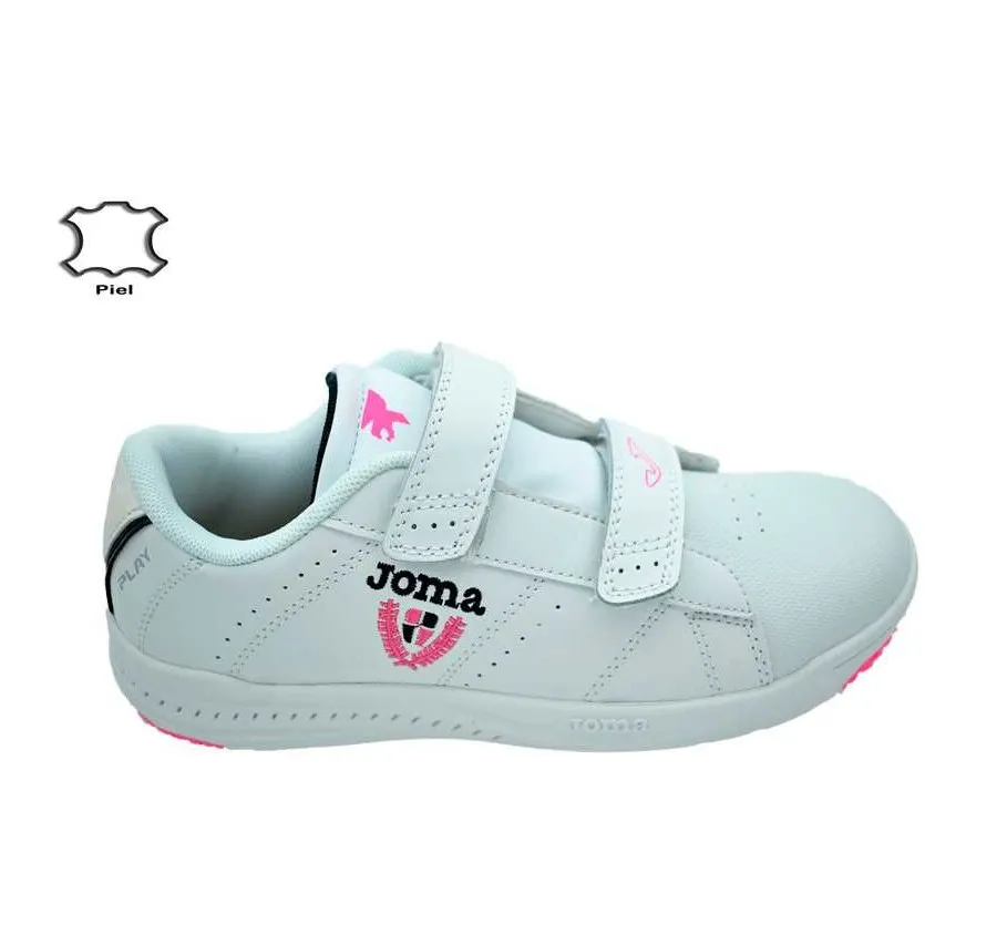 DEPORTIVO JOMA WPLAYW2152V PARA NIÑOS PLAY JR 2152 BLANCO/AZUL/FUXIA DOBLE VELCRO Y PLANTILLA DE PIEL 26789