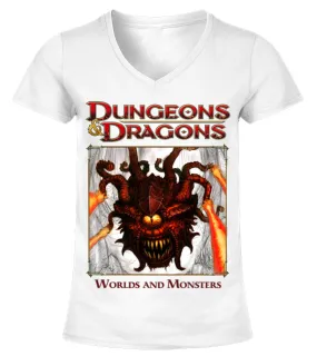 DND4TH-002-WT.  Wizards Presents - Worlds and Monsters Camiseta cuello pico Mujer