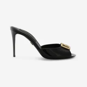 Dolce Gabbana Mules Mujer D&G De Charol Con Logo DG-Negro