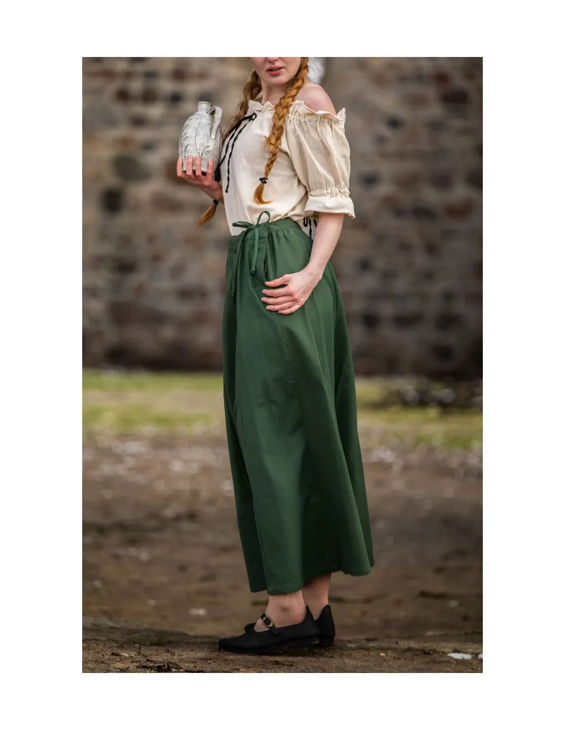 Falda medieval modelo Konstanze, algodón verde