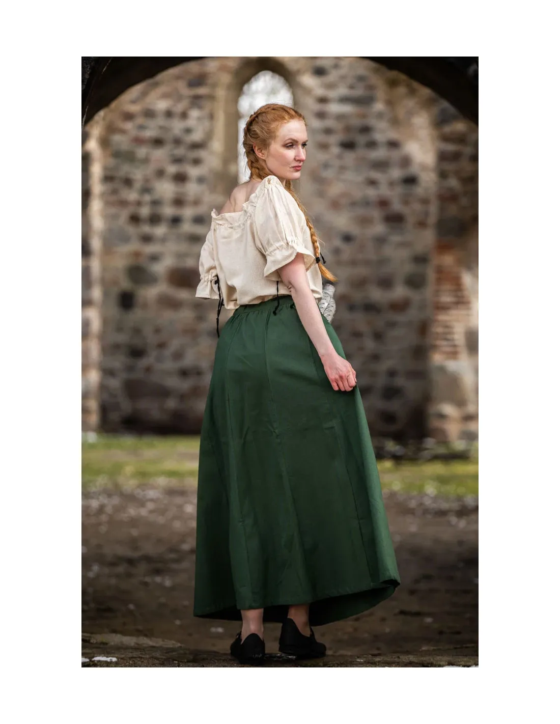 Falda medieval modelo Konstanze, algodón verde