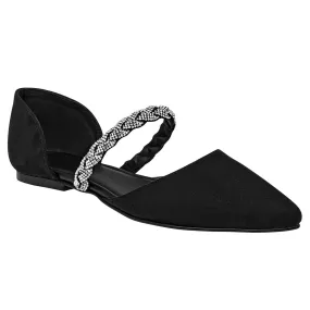 Flats clásicas Exterior Textil Color Negro Con Plata Para Mujer De RBCOLLECTION