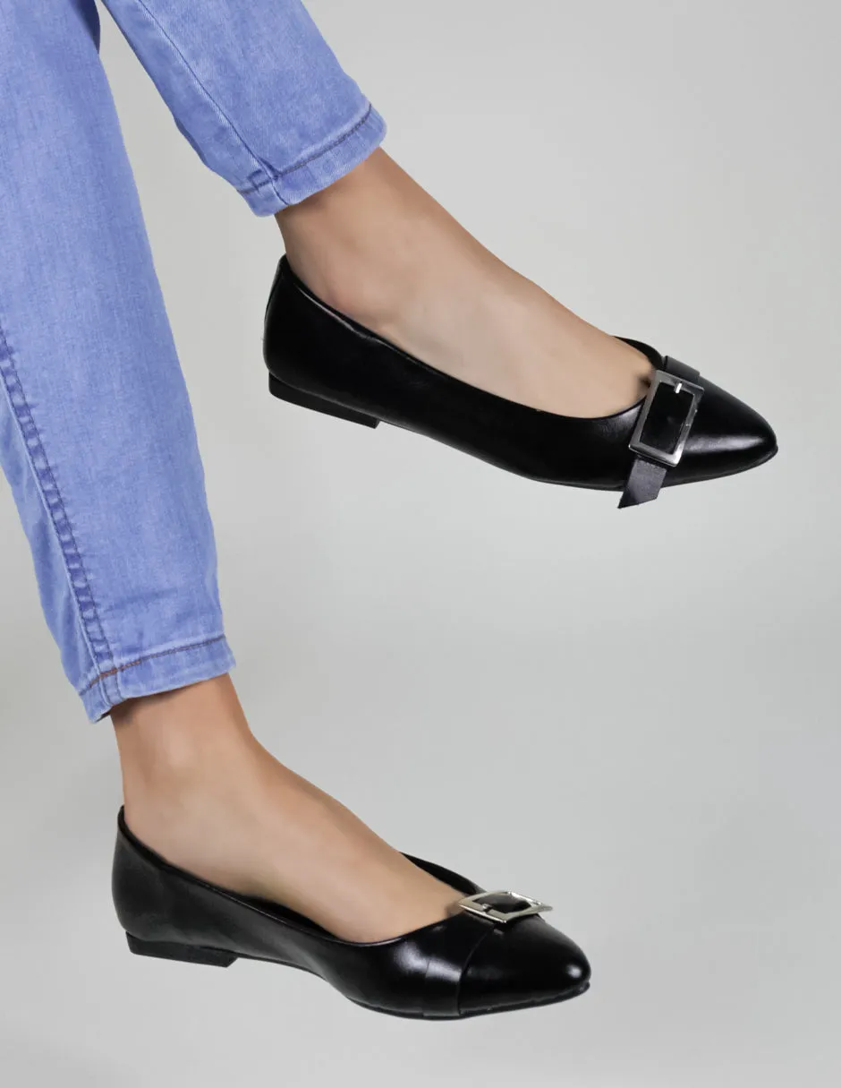 Flats puntales en Piel vegana - Negro