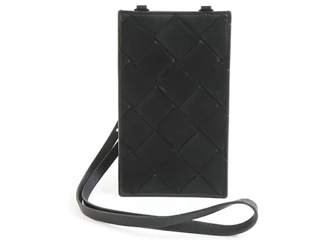 Funda de teléfono de cuero Intrecciato Bottega Veneta Negro 