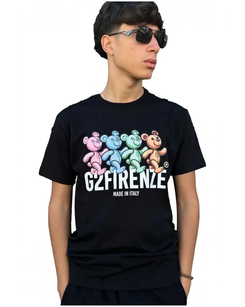 G2FIRENZE - Camiseta Bear con Estampación de Osos de Colores Color Negro