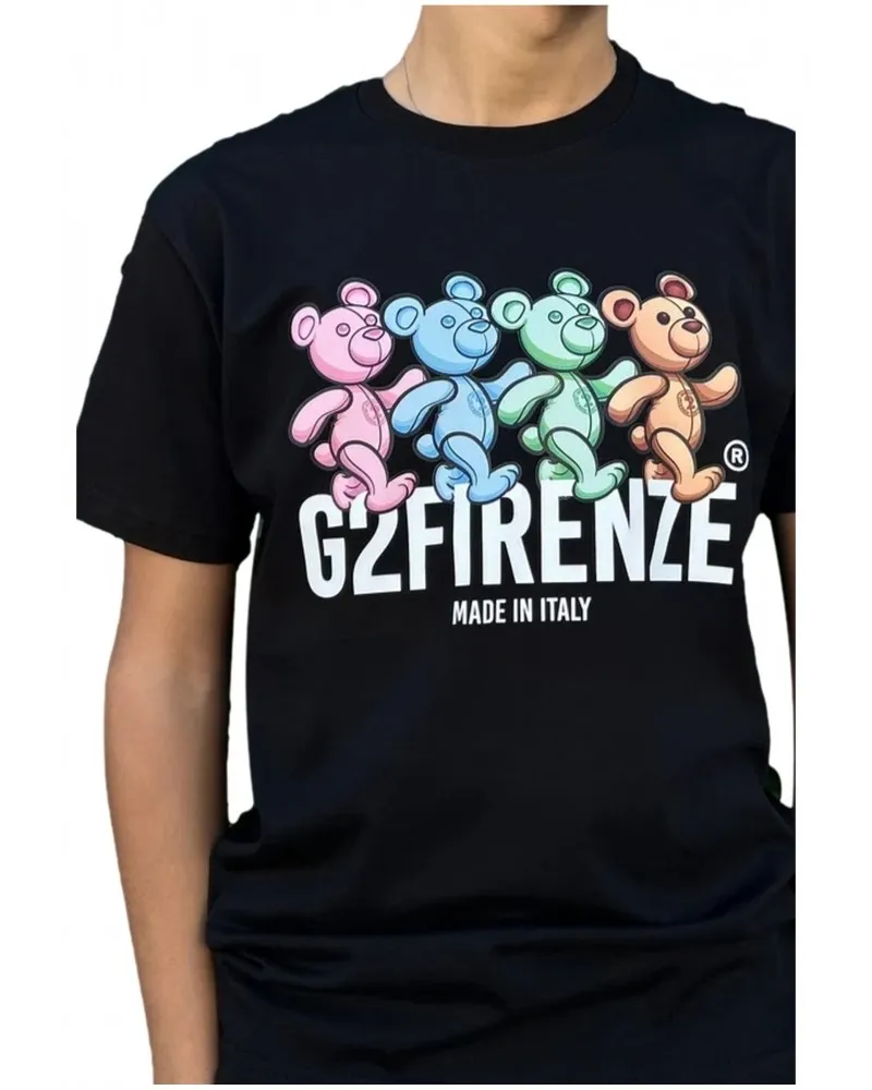 G2FIRENZE - Camiseta Bear con Estampación de Osos de Colores Color Negro