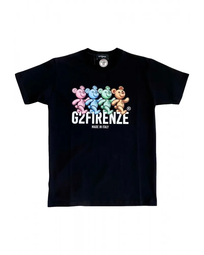 G2FIRENZE - Camiseta Bear con Estampación de Osos de Colores Color Negro