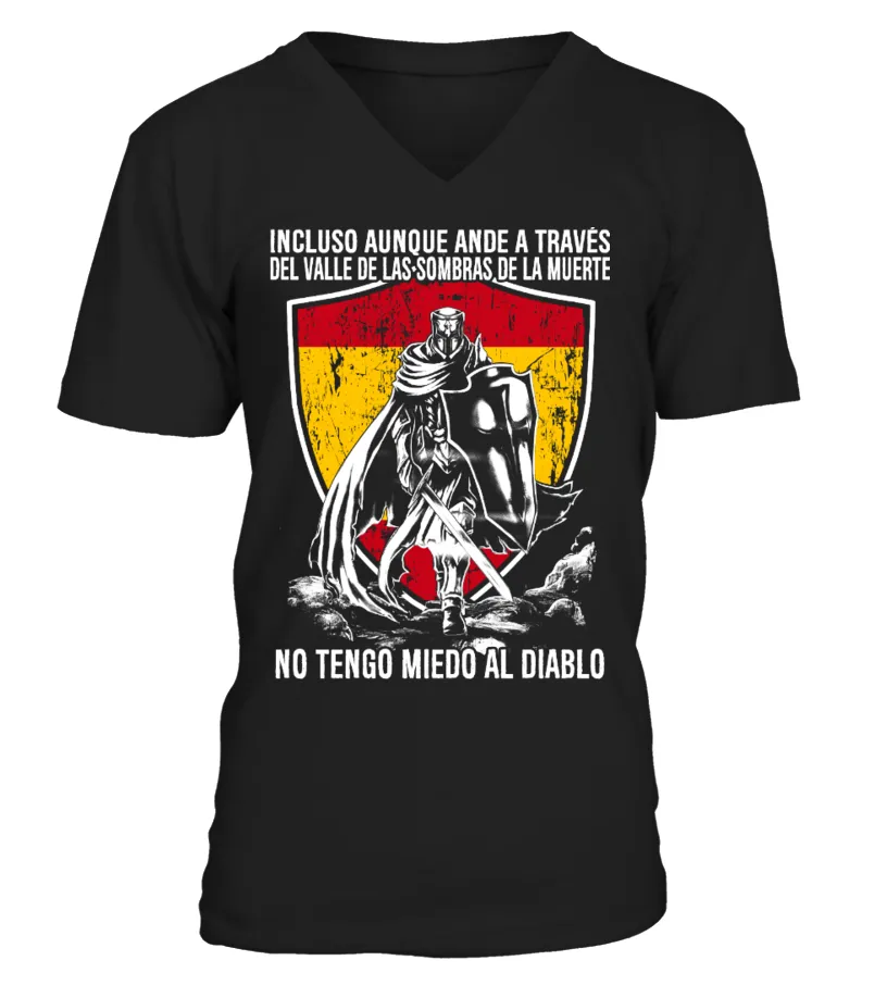 Incluso aunque ande a través del valle de la sombras de la muerte no tengo mied… Camiseta cuello en V Unisex