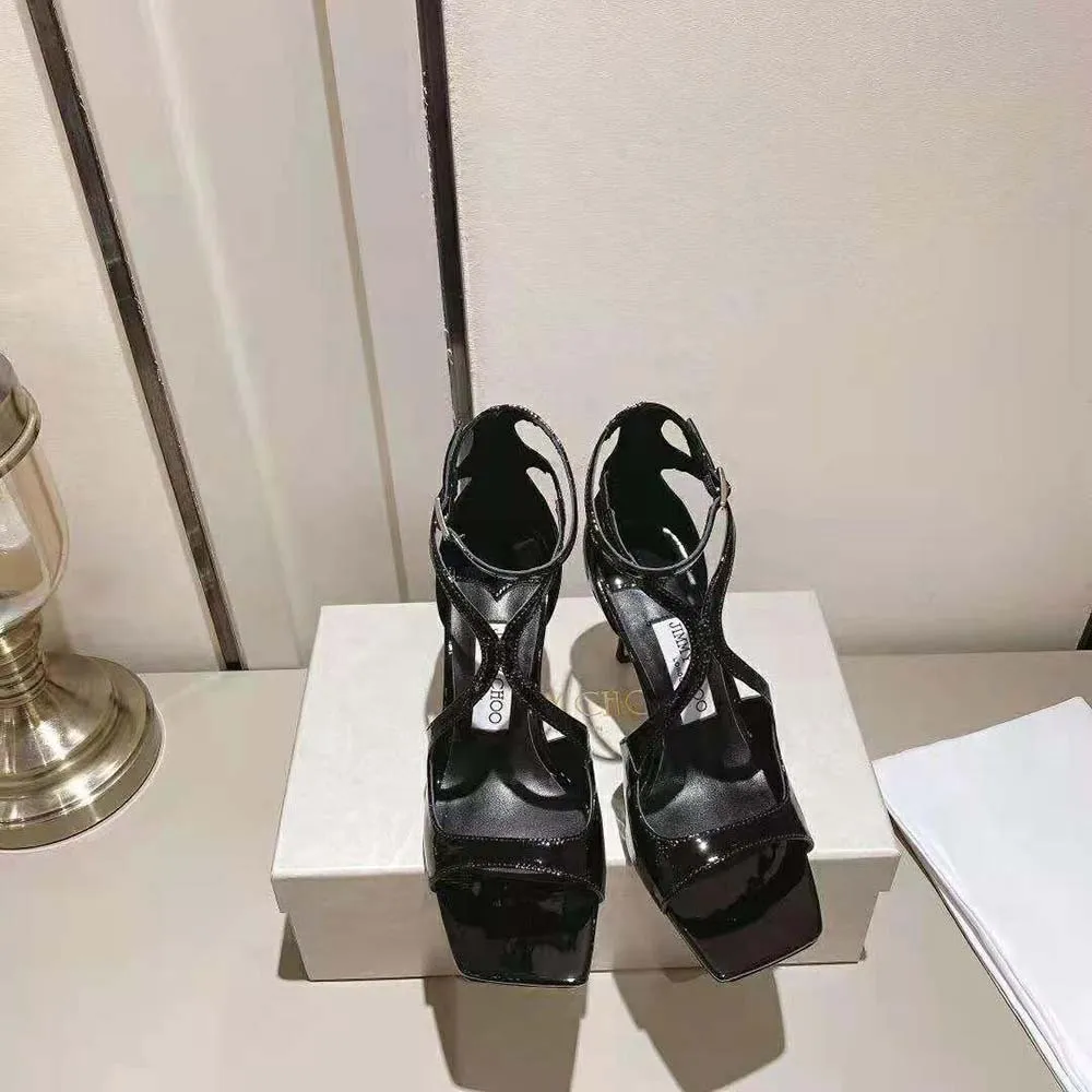 Jimmy Choo Mujer Azia 110 Sandalias De Charol Negro