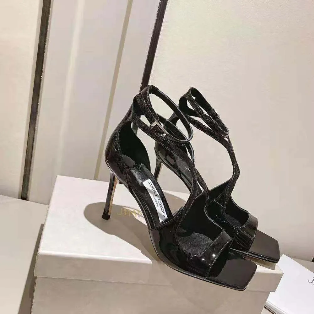 Jimmy Choo Mujer Azia 110 Sandalias De Charol Negro