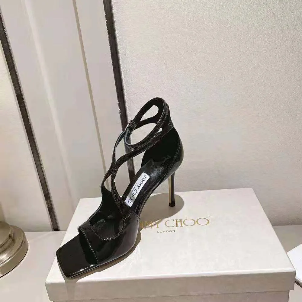 Jimmy Choo Mujer Azia 110 Sandalias De Charol Negro