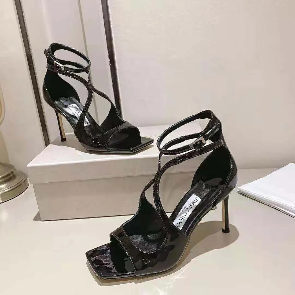 Jimmy Choo Mujer Azia 110 Sandalias De Charol Negro