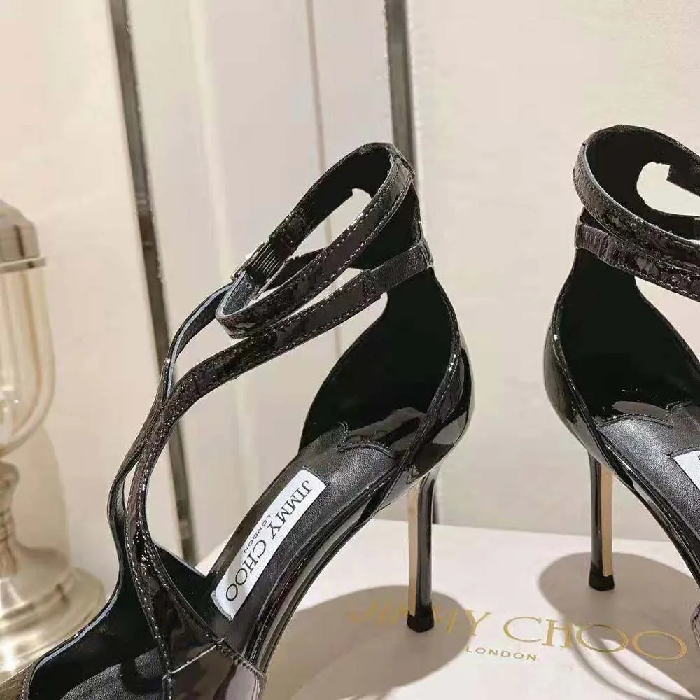 Jimmy Choo Mujer Azia 110 Sandalias De Charol Negro