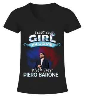 JUST A GIRL IN LOVE WITH HER PIERO BARONE Camiseta cuello pico Mujer