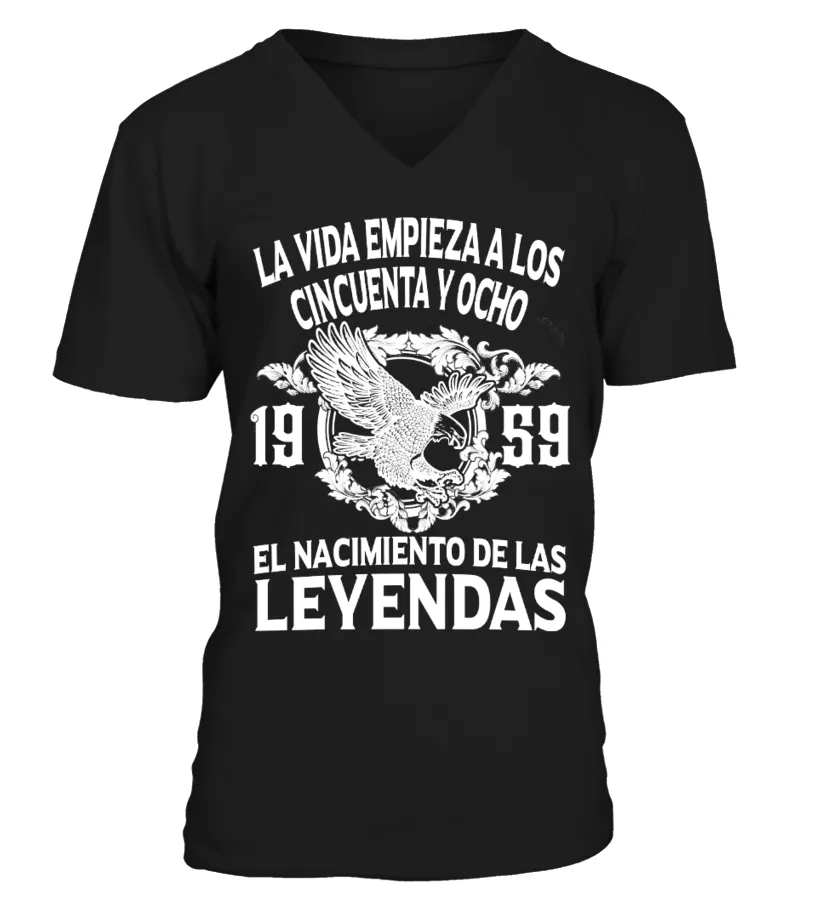 La vida empieza a los cincuenta y ocho 1959 el nacimiento de las leyendas Camiseta cuello en V Unisex