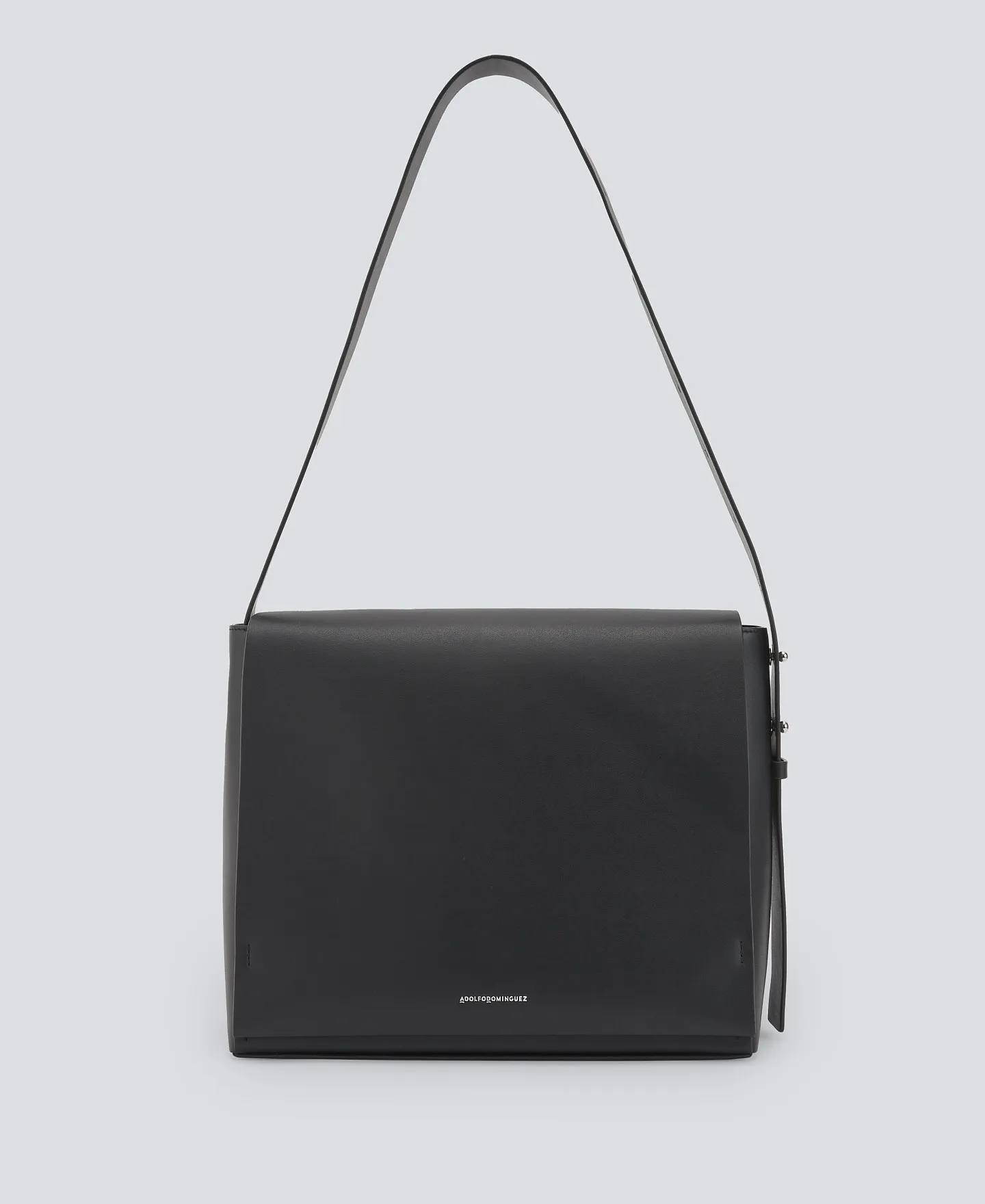 Maxi black leather crossbody woman