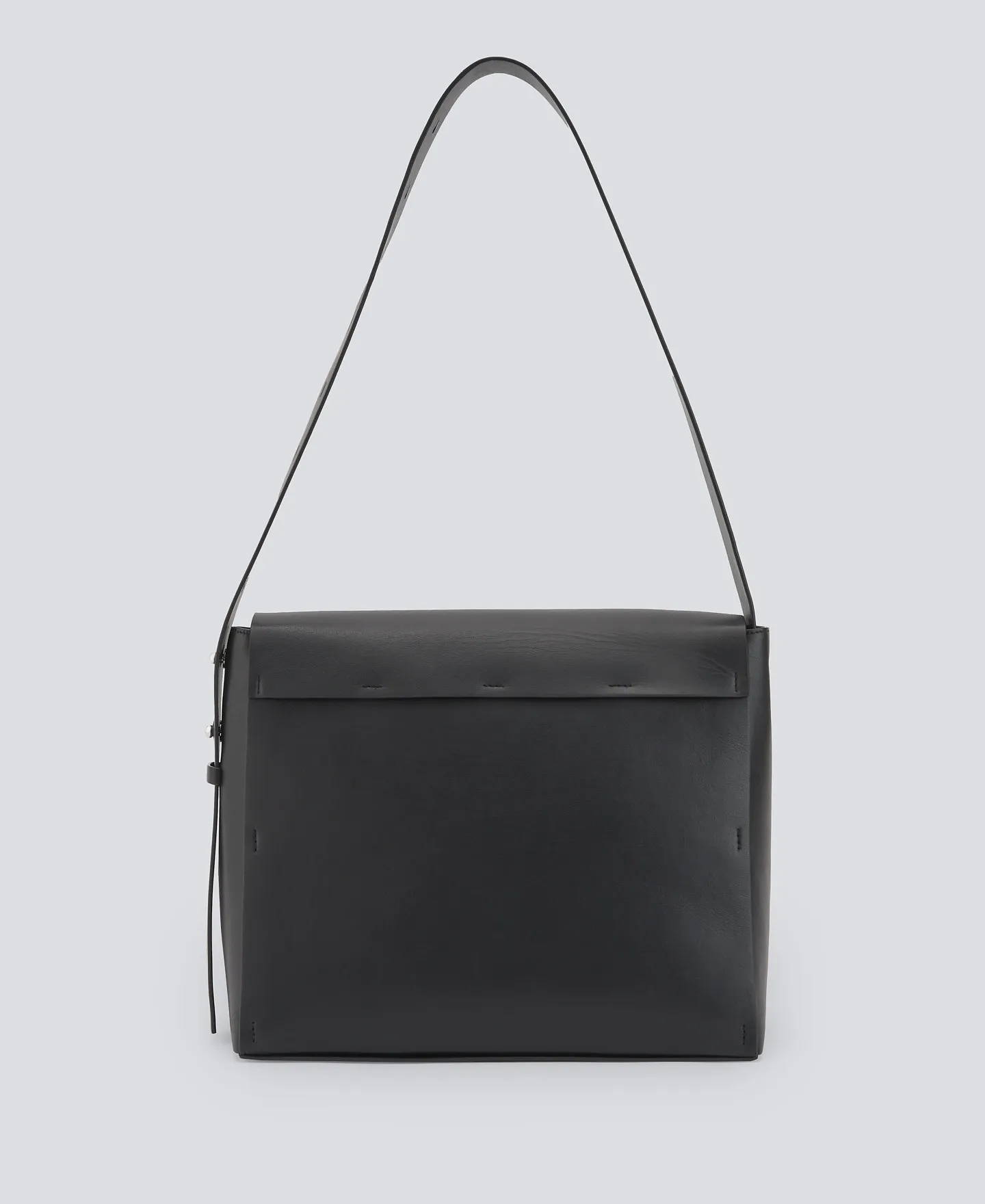 Maxi black leather crossbody woman