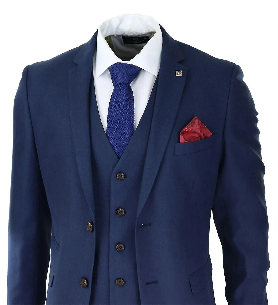 Mens 3 Piece Navy Blue Classic Retro Suit