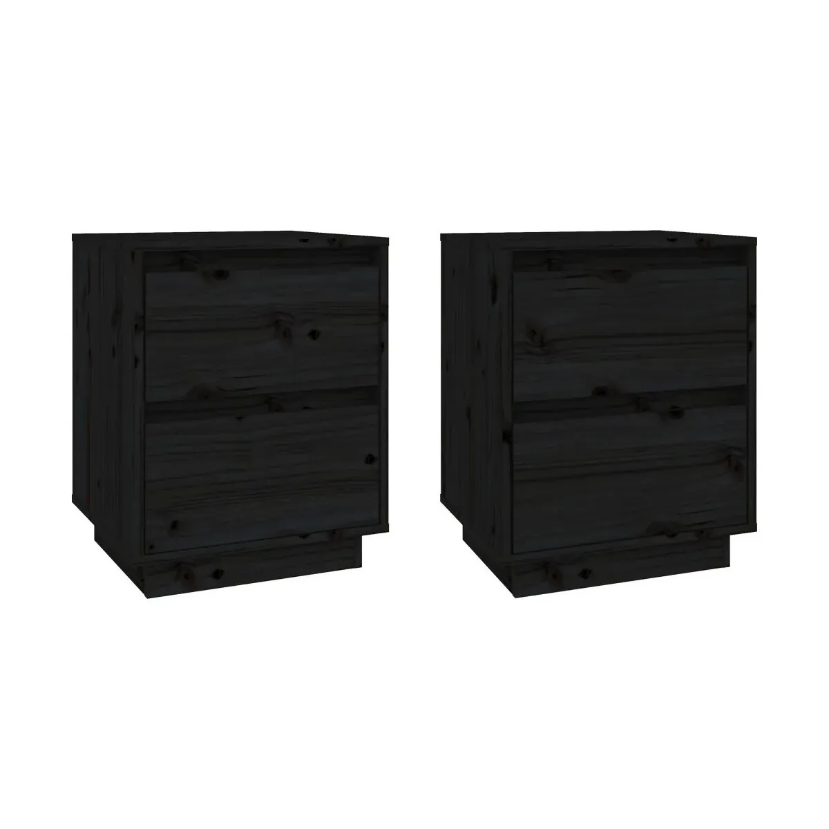 Mesitas de noche 2 uds madera maciza de pino negro 40x35x50 cm