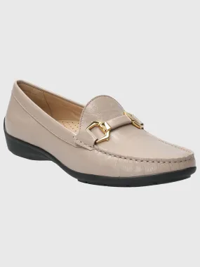 Mocasín Cuero Mujer Natalia Beige