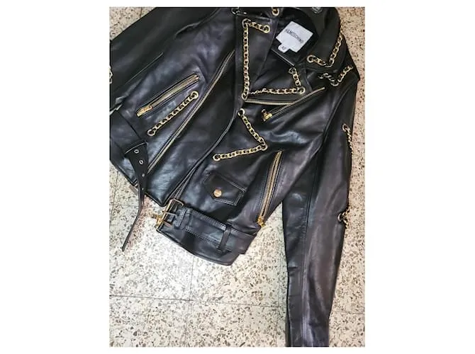 Moschino Motociclista Negro Dorado 