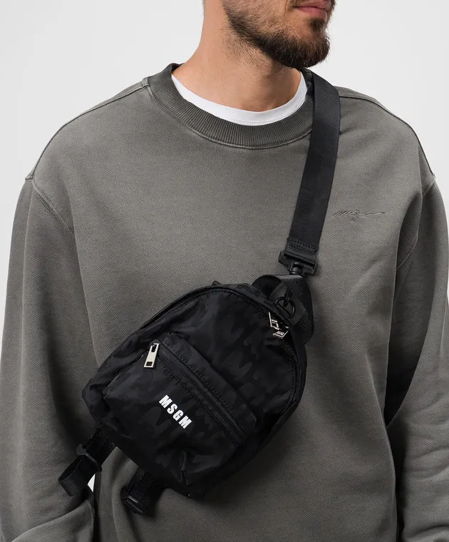 MSGM Black mini backpack with logo