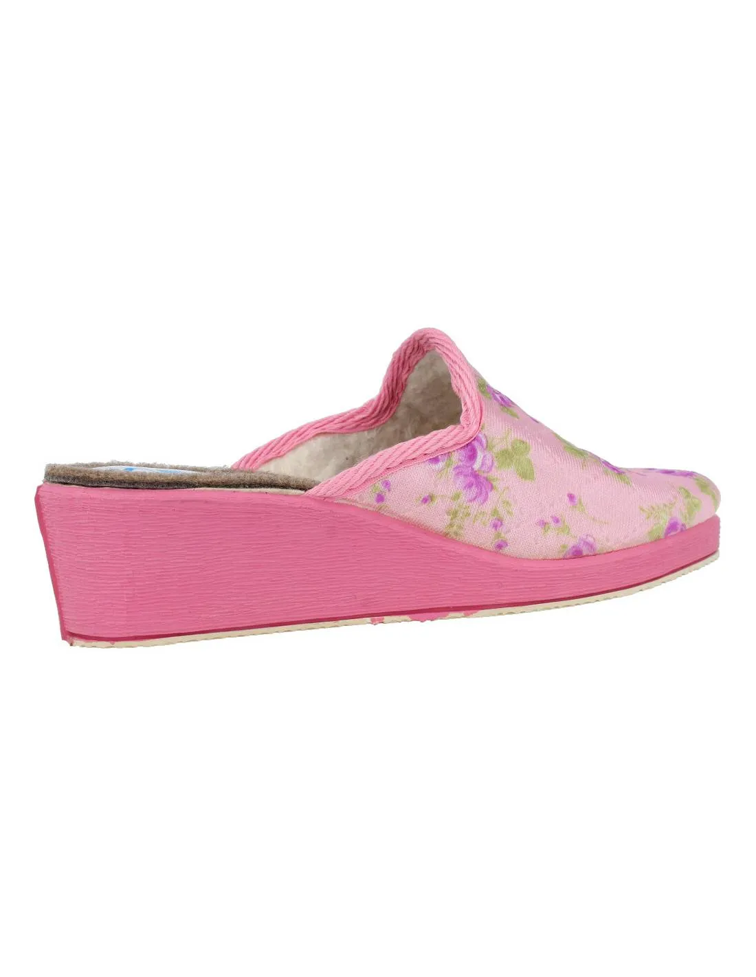 Natalia - Zapatillas de Casa Cuña Acolchado Flores Rosa