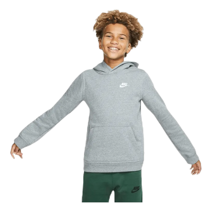 Nike Sportswear Club Big Kids' Pullover Hoodie CARBON HEATHER/WHITE