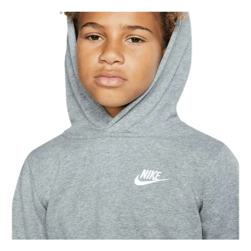 Nike Sportswear Club Big Kids' Pullover Hoodie CARBON HEATHER/WHITE