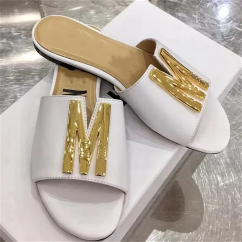 Nuevas sandalias de mujer de cuero genuino Tobogán de playa Zapatillas de moda de alta calidad Zapatos de verano para mujer Chau