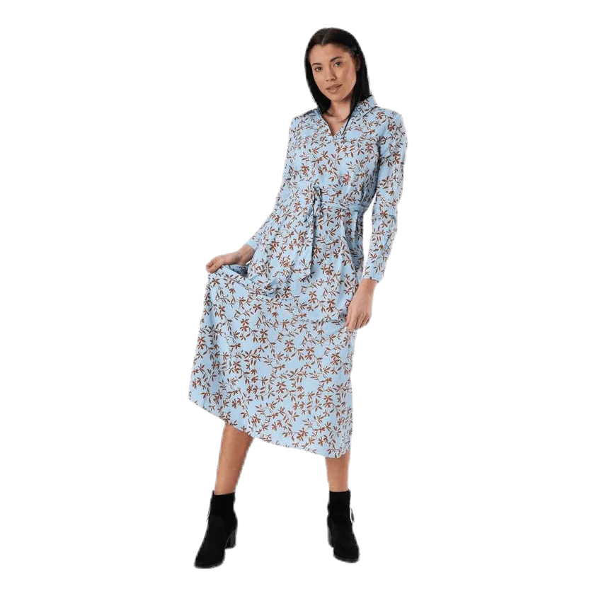 Only Alma Poly L/S Shirt Dress Aop Blue