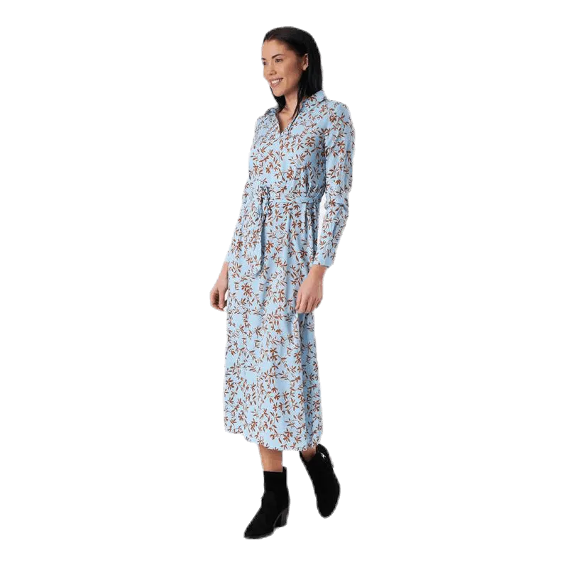 Only Alma Poly L/S Shirt Dress Aop Blue