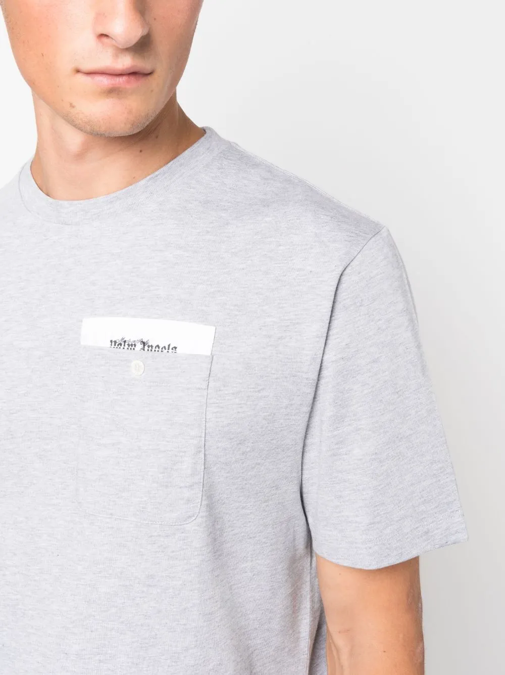 Palm Angels Sartorial Tape Reg Pkt Tee Melange Grey Off White