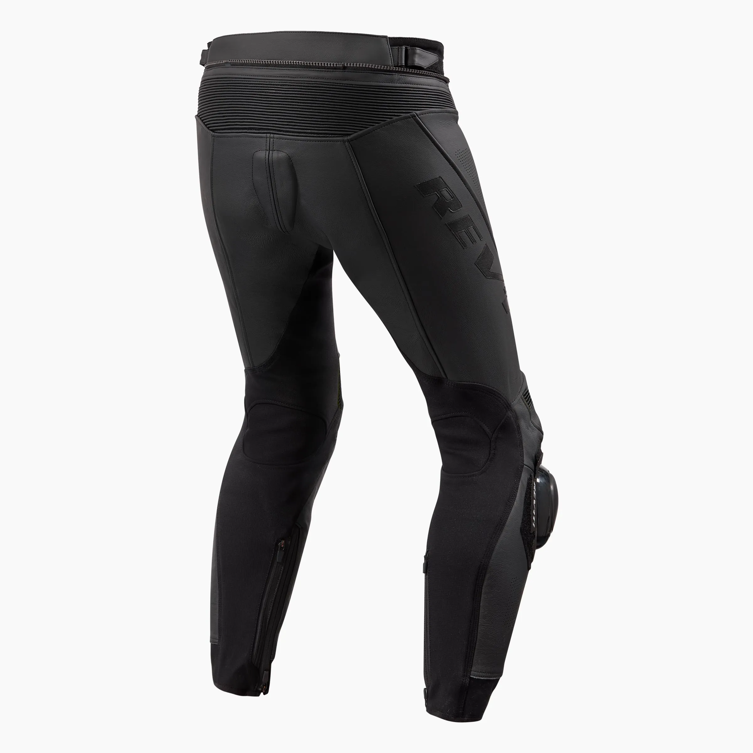 Pantalones de piel deportivos de influencias racing para uso urbano.