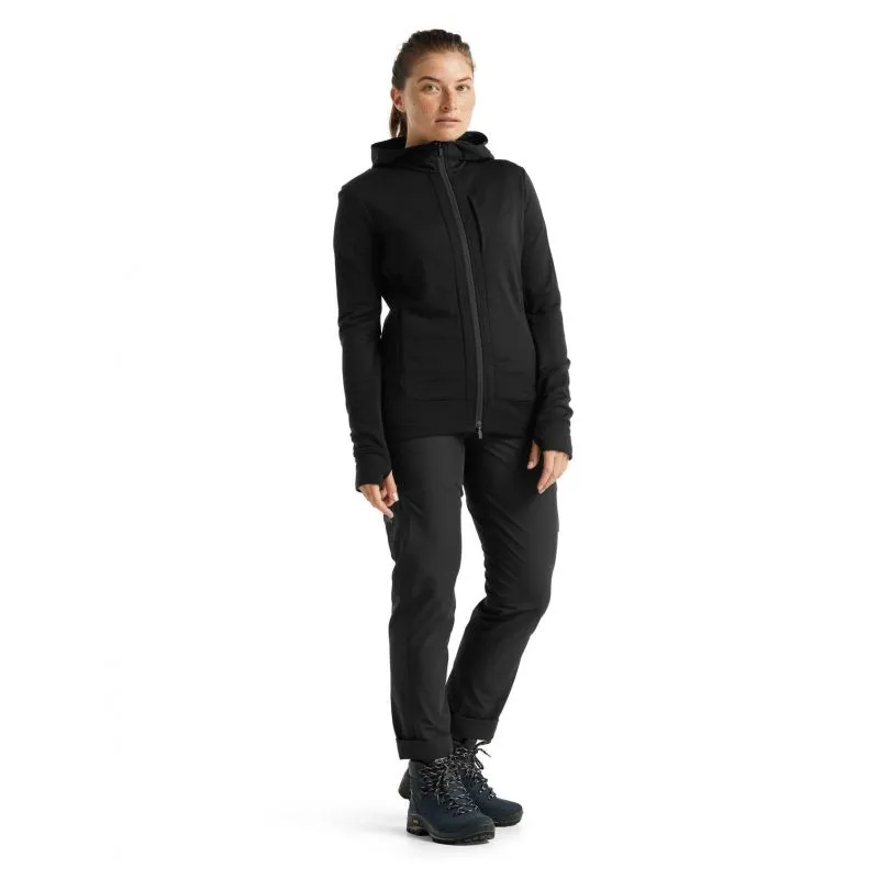 Polar para mujer Icebreaker Quantum III Ls Zip Hood (Black)