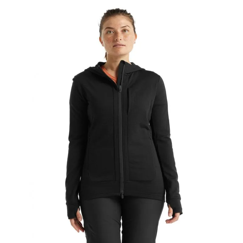 Polar para mujer Icebreaker Quantum III Ls Zip Hood (Black)