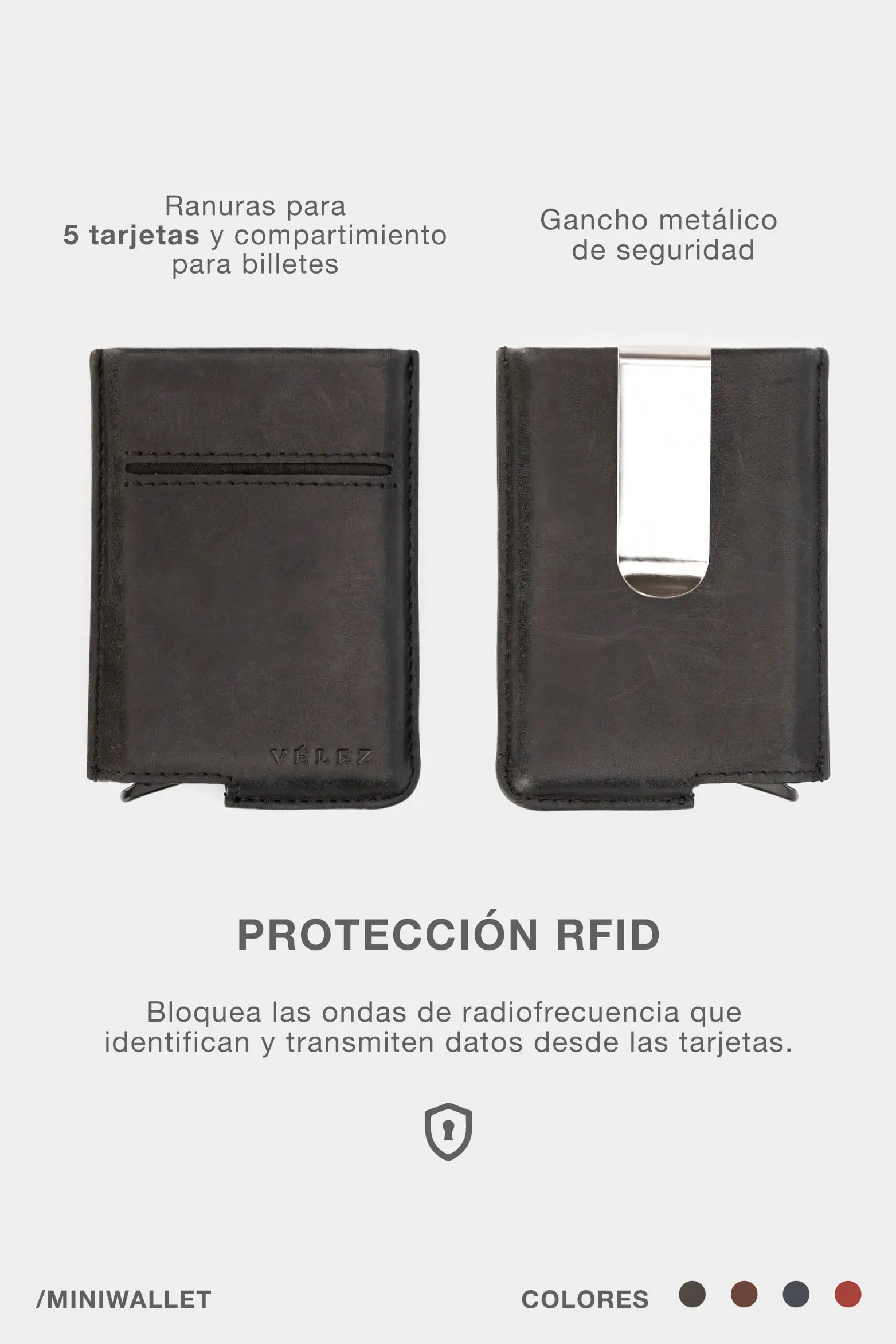 Porta documentos de cuero miniwallet