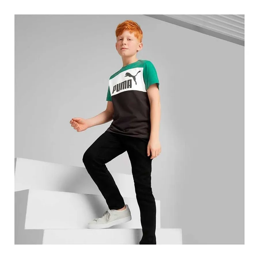 PUMA Camiseta NIÑO ESS+ COLORBLOCK 846127-37 NEGRO VERDE