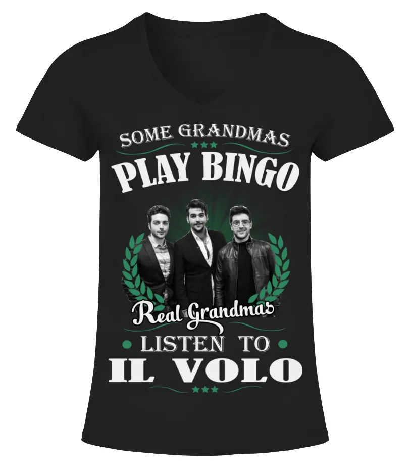 REAL GRANDMAS LISTEN TO IL VOLO Camiseta cuello pico Mujer